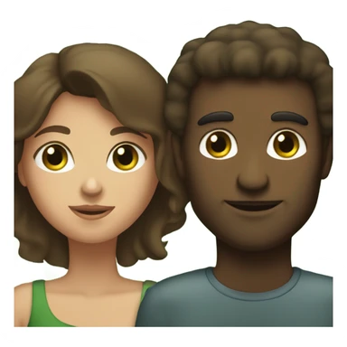 brunette brown eyed woman next to green eyed man sticker