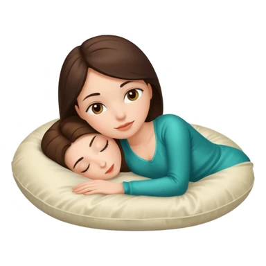 brunette white girl with a silk pillow sticker