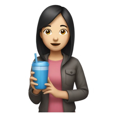 a asian girl with tumbler sticker