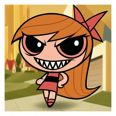 Add a scary face with sharper teeth, slightly menacing eyes, and a subtle creepy expression. Keep the picture quality and style exactly the same with no other changes. sticker