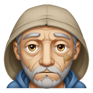 Homeless dirty man High on drugs no sleep veiny eyes irritated eyes allergies sticker