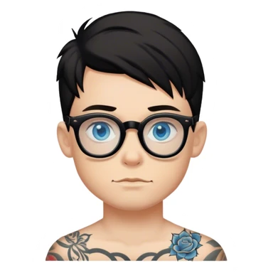 Blue eyed boy with black glasses and tattoos  saying now allowed sticker