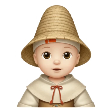ancient latin baby conical hat, white, half body sticker