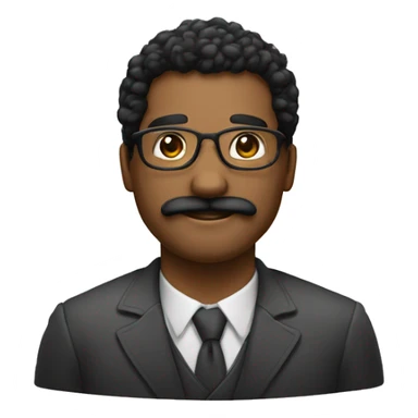 Homem negro com bigode, cabelo branco, calvo, usa óculos, sorrindo sticker