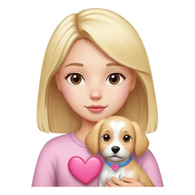 Dog and chill girl blond hair and pink heart  sticker
