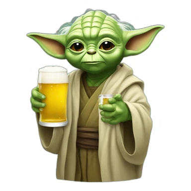 Yoda drinking a beer sticker