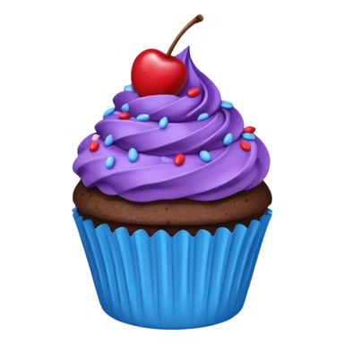 Chocolate Cupcake: blue cream, purple paper, sprinkles with cherry on top  sticker