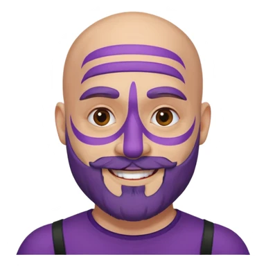 bald purple bearded man with face paint sticker