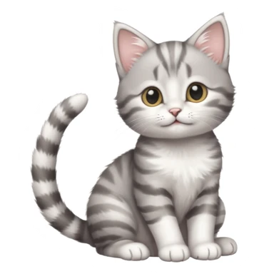 Cute soft gray and white tabby baby kitten stretching  sticker