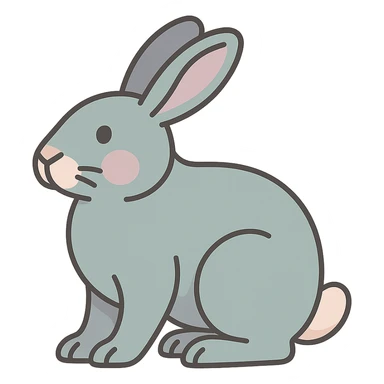 Create an icon-color-outlined style illustration of a rabbit as the symbol of the year according to Feng Shui, in a Chinese Eastern style. Use thin, clean contours and soft rounded shapes. Apply a pastel palette with colors #98B5BC, #B5B3C1, #C9A3C9, #E4C0CA, #F7DCD1, #F7C0AA. Include detailed shadows and highlights with soft lighting. The background should be transparent. The style should be less cute and without decorative elements. The silhouette and appearance should match the provided reference. sticker