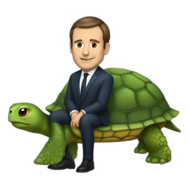 macron avec une tortue sur la tete sticker