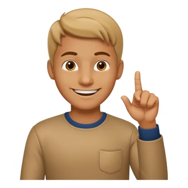 man pointing with index finger on his hand and smiling sticker