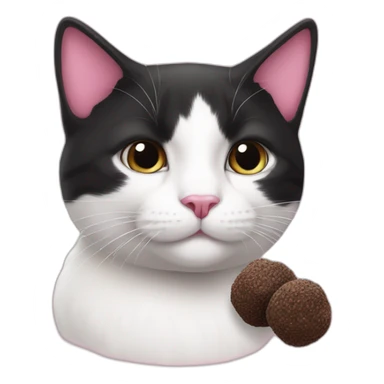 black and white cat with pink truffle sticker