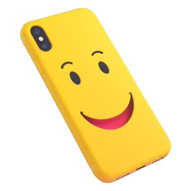 yellow iPhone with a smiley face sticker