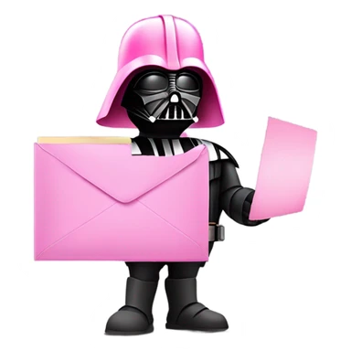 darth vader in all pink suit and pink helmet holding email envelope with one hand  sticker