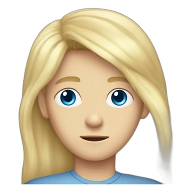 Frowning blue-eyed teen-ager boy with long blond hair sticker
