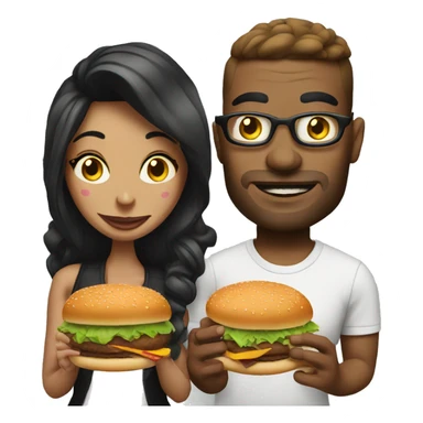Beautiful tattooed couple eating burgers sticker
