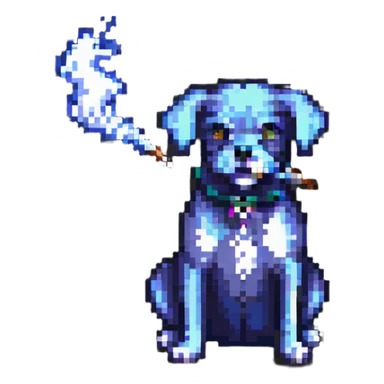 pixel art style dog smoking sticker