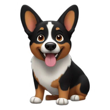 Black corgi pixar style sticker