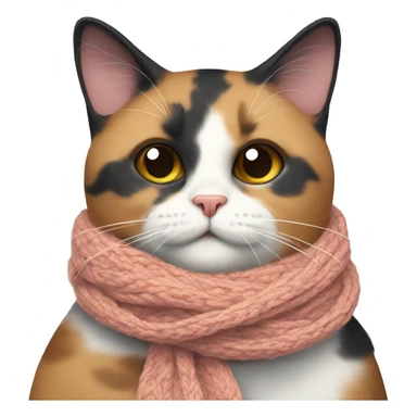 Fat Calico cat wearing a knit scarf sticker