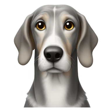 Gray hound with food all over its face  sticker