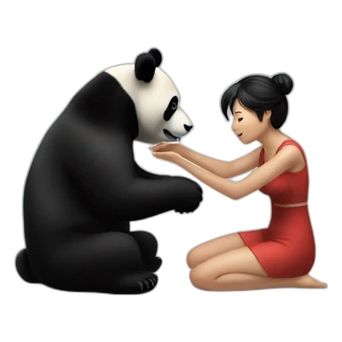 Black-panda-play-with-woman-short sticker