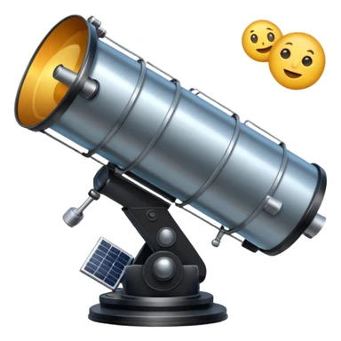Hubble Space Telescope emoji style, realistic proportions, professional, focus on telescope body, smaller solar panels sticker