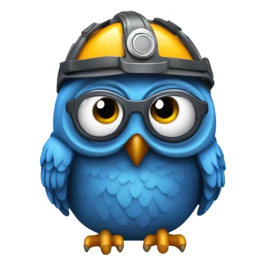 Blue owl wearing novelty drinking helmet  sticker