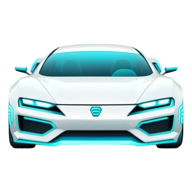 futuristic white and cyan cyberpunk car sticker