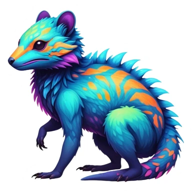 Dark vibrant pastel bright neon colorful edgy exotic painted Fakémon-Pokémon-Vernid-creature sticker