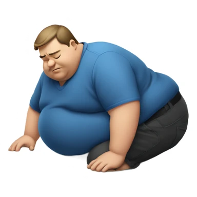 obese man rolling on stomach sticker