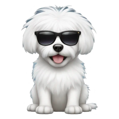 White furry Dog wearing sunglasses  sticker