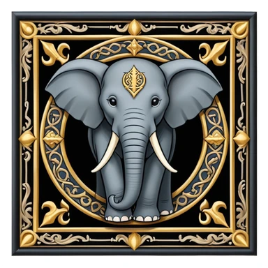 Elephant but in a Game Of Thrones Intro Sigil Form - in a square picture frame sticker