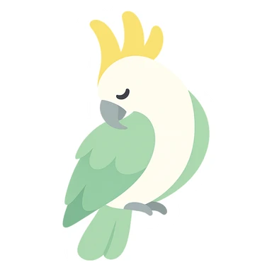 cockatoo preening feathers, color icon style sticker