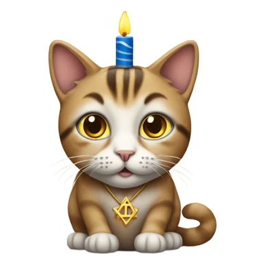 A cat with a menorah sticker