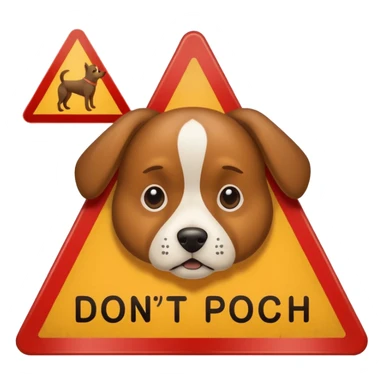 subtle icon of a dog with a warning sign, for 'Don't screw the pooch' sticker
