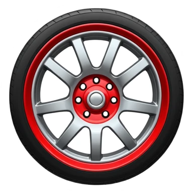 Car wheel emoji with red brake caliper sticker