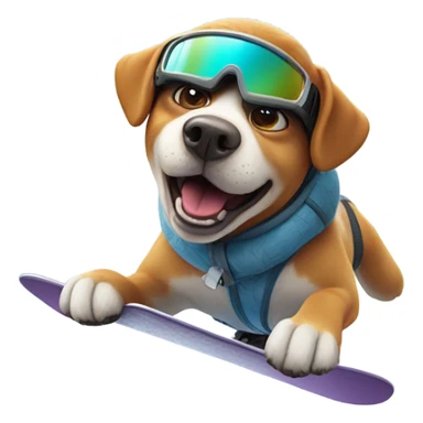 Dog snow boarding sticker