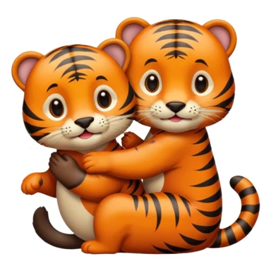 tiger and little otter in love sticker