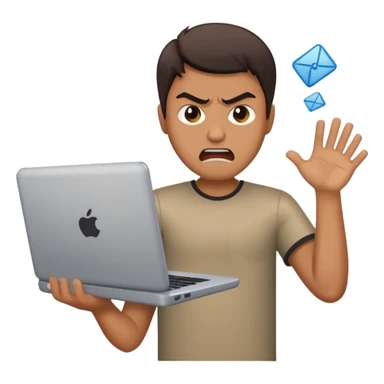 man throws laptop away sticker