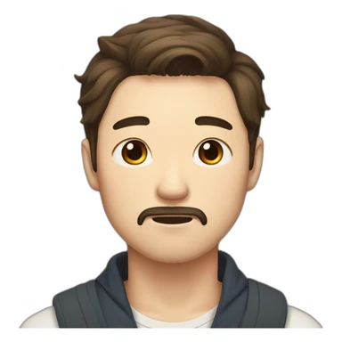 korean male early thirties short beard long brown hair crying expression sticker