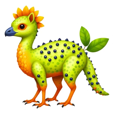 Bright Tropical Fruit-Colored Lime-Orange-Berry Speckled Vernid-Trico-creature inspired by LiLaiRa (full body) sticker