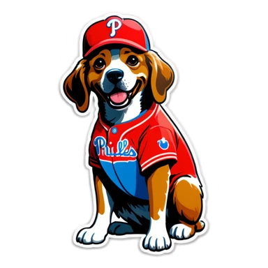 Dog in Phillies short sticker