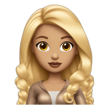 Bratz doll with blond hair and light skin with makeup sticker