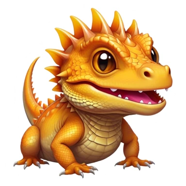 Cinematic Comical Bearded Dragon Portrait Emoji, Head tilted dramatically with an exaggeratedly amused expression, featuring a striking, glossy scaled hide with a quirky, spiky beard and wide, expressive eyes full of playful disbelief, Simplified yet hilariously expressive features, highly detailed, glowing with a slightly sassy glow, high shine, dramatic yet playful, stylized with an air of cheeky mischief, bright and endearing, soft glowing outline, capturing the essence of a spirited and over‐the‐top dragon, so meme‐worthy it feels like it could snap its jaws into internet fame instantly! sticker