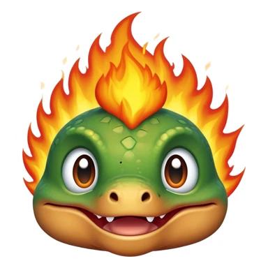 baby dinosaur face on fire sticker