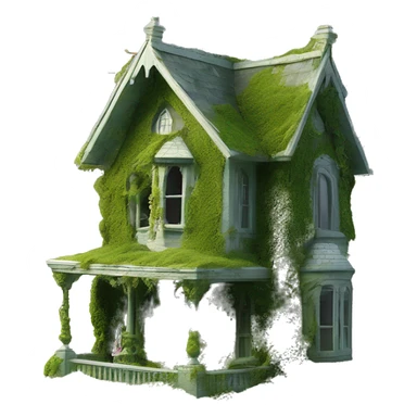 Barbie’s Queen Anne Victorian haunted mossy overgrown house birdhouse  sticker