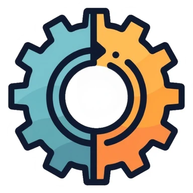 Interlocking gears turning smoothly, representing a well-functioning system or process sticker