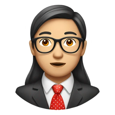 Asian with glasses and red dots sticker