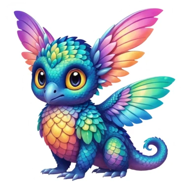 P moe cute tropical gradients-colored fuzzy realistic Randomly-faerie-drake exotic Fakémon-creature sticker